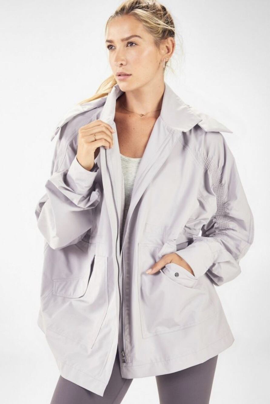 New Fabletics Grey "Ciana" Jacket Size XL Removeable Hood, AdjustableCord